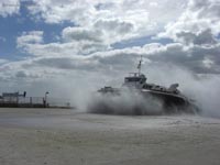 Spray-covered arrival at Southsea
